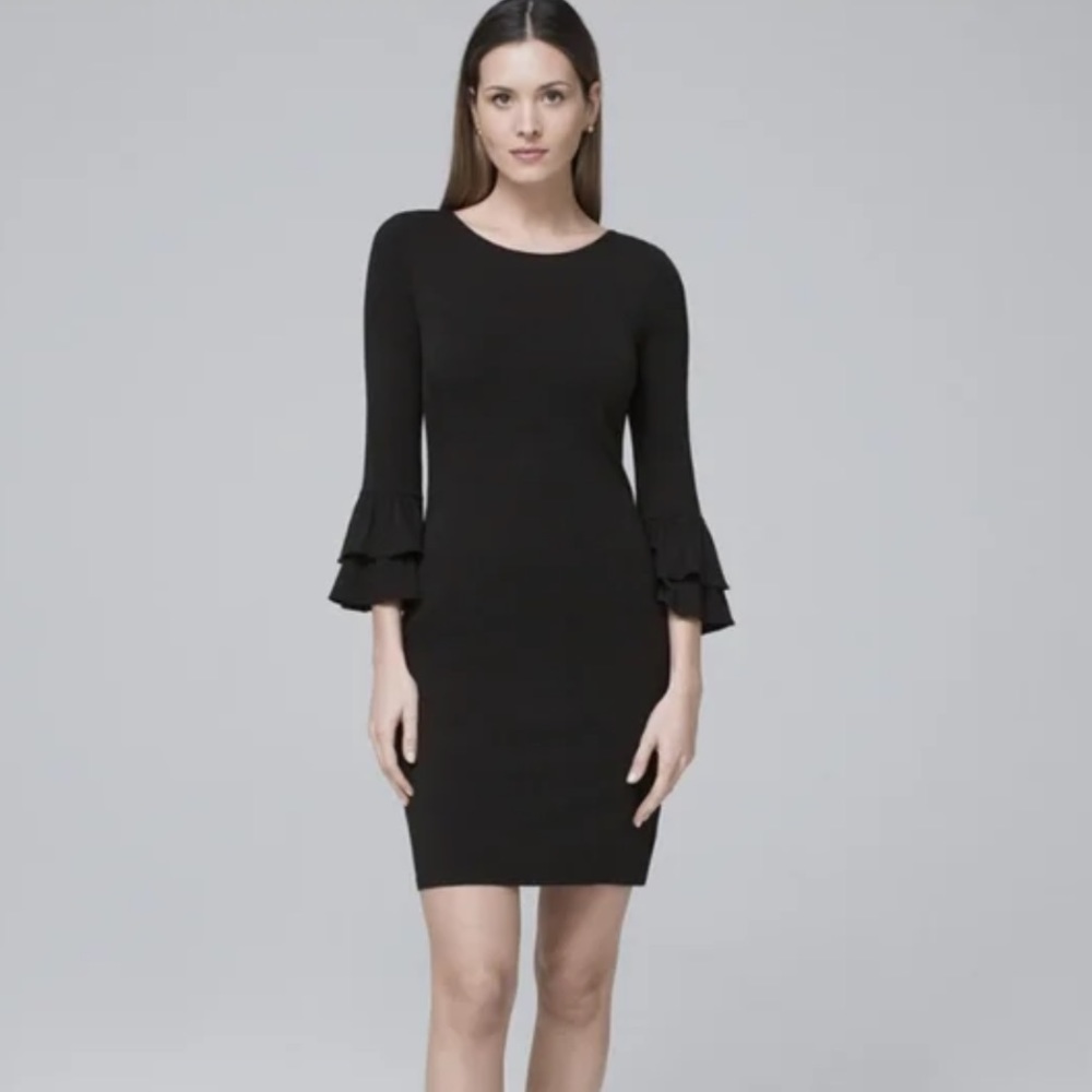 Tiered ruffle sleeves black dress - XS - whbm
